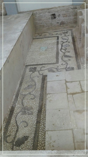 Historic mosaic floor of Panagia Phaneromeni Ayvalık Ayazması